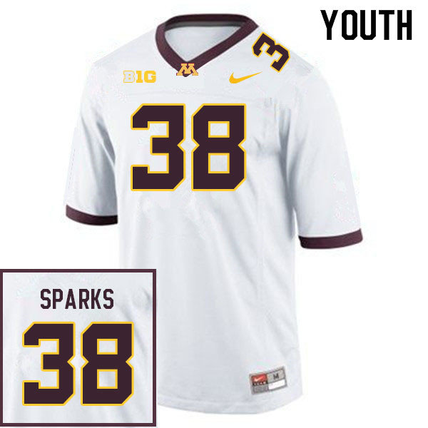Youth #38 Daniel Sparks Minnesota Golden Gophers College Football Jerseys Sale-White - Click Image to Close